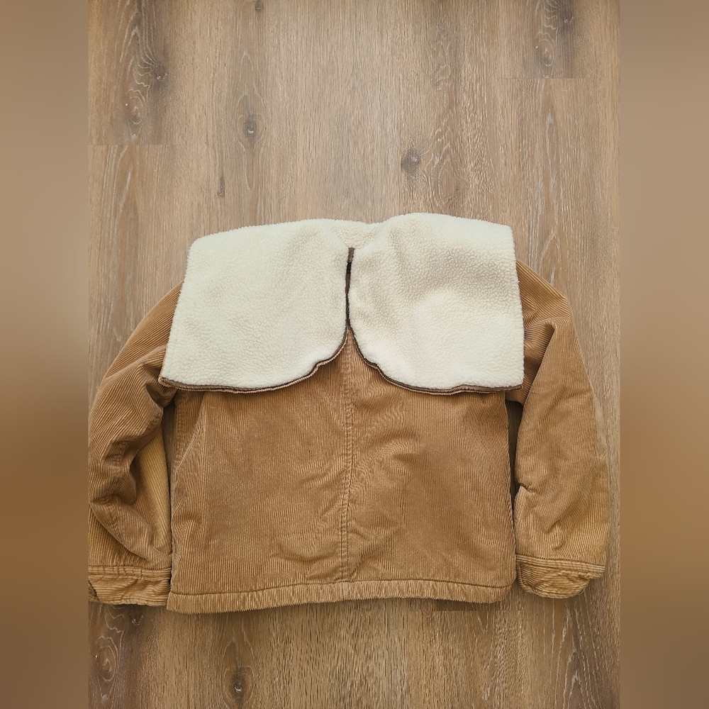 VINTAGE J. Crew Corduroy Jacket Sherpa Fleece Lined With Hood 90s Women Large - Picture 8 of 9